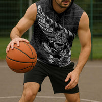 New Zealand Rugby Warrior Custom Sleeveless Hoodie Black Fern Taniko Motif LT9 - Polynesian Pride