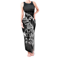 New Zealand Rugby Warrior Custom Tank Maxi Dress Black Fern Taniko Motif LT9 Women Black - Polynesian Pride