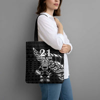 New Zealand Rugby Warrior Custom Tote Bag Black Fern Taniko Motif LT9 - Polynesian Pride