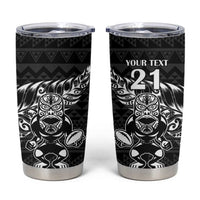 New Zealand Rugby Warrior Custom Tumbler Cup Black Fern Taniko Motif LT9 Black - Polynesian Pride