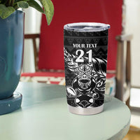 New Zealand Rugby Warrior Custom Tumbler Cup Black Fern Taniko Motif LT9 - Polynesian Pride