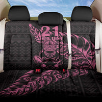 New Zealand Rugby Warrior Custom Back Car Seat Cover Pink Fern Taniko Motif LT9 One Size Pink - Polynesian Pride