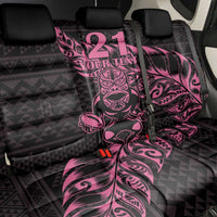 New Zealand Rugby Warrior Custom Back Car Seat Cover Pink Fern Taniko Motif LT9 - Polynesian Pride