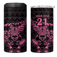 New Zealand Rugby Warrior Custom 4 in 1 Can Cooler Tumbler Pink Fern Taniko Motif LT9 One Size: 16 oz Pink - Polynesian Pride