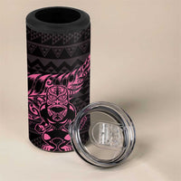 New Zealand Rugby Warrior Custom 4 in 1 Can Cooler Tumbler Pink Fern Taniko Motif LT9 - Polynesian Pride