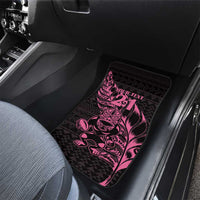 New Zealand Rugby Warrior Custom Car Mats Pink Fern Taniko Motif LT9 - Polynesian Pride