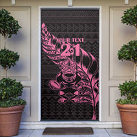 New Zealand Rugby Warrior Custom Door Cover Pink Fern Taniko Motif LT9 Pink - Polynesian Pride
