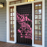 New Zealand Rugby Warrior Custom Door Cover Pink Fern Taniko Motif LT9 - Polynesian Pride
