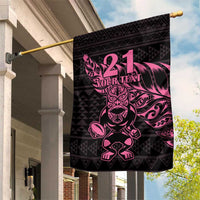 New Zealand Rugby Warrior Custom Garden Flag Pink Fern Taniko Motif LT9 House Flag Pink - Polynesian Pride