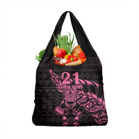 New Zealand Rugby Warrior Custom Grocery Bag Pink Fern Taniko Motif LT9 1-pack One Size Pink - Polynesian Pride