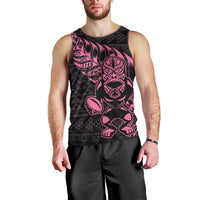 New Zealand Rugby Warrior Custom Men Tank Top Pink Fern Taniko Motif LT9 - Polynesian Pride