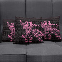 New Zealand Rugby Warrior Custom Pillow Cover Pink Fern Taniko Motif LT9 - Polynesian Pride
