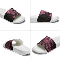 New Zealand Rugby Warrior Custom Slide Sandals Pink Fern Taniko Motif LT9 - Polynesian Pride