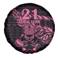 New Zealand Rugby Warrior Custom Spare Tire Cover Pink Fern Taniko Motif LT9 - Polynesian Pride