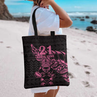 New Zealand Rugby Warrior Custom Tote Bag Pink Fern Taniko Motif LT9 - Polynesian Pride