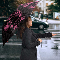 New Zealand Rugby Warrior Custom Umbrella Pink Fern Taniko Motif - Polynesian Pride