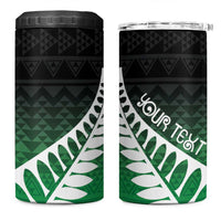 Green Silver Fern Spirit Taniko Tukutuku Personalised 4 in 1 Can Cooler Tumbler LT9 One Size: 16 oz Green - Polynesian Pride