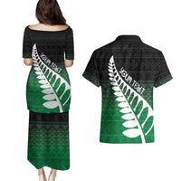 Green Silver Fern Spirit Taniko Tukutuku Personalised Couples Matching Puletasi and Hawaiian Shirt LT9 - Polynesian Pride