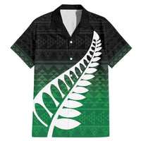 Green Silver Fern Spirit Taniko Tukutuku Personalised Family Matching Mermaid Dress and Hawaiian Shirt LT9 Dad's Shirt - Short Sleeve Green - Polynesian Pride