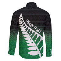 Green Silver Fern Spirit Taniko Tukutuku Personalised Family Matching Off The Shoulder Long Sleeve Dress and Hawaiian Shirt LT9 - Polynesian Pride