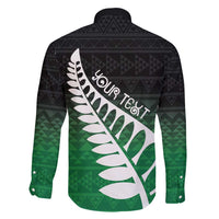 Green Silver Fern Spirit Taniko Tukutuku Personalised Family Matching Off Shoulder Short Dress and Hawaiian Shirt LT9 - Polynesian Pride