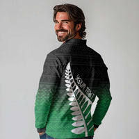 Green Silver Fern Spirit Taniko Tukutuku Personalised Long Sleeve Polo Shirt LT9 - Polynesian Pride