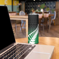 Green Silver Fern Spirit Taniko Tukutuku Personalised Skinny Tumbler LT9 - Polynesian Pride