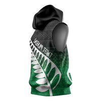 Green Silver Fern Spirit Taniko Tukutuku Personalised Sleeveless Hoodie LT9 - Polynesian Pride