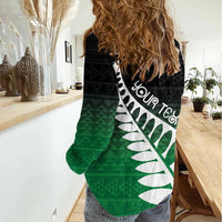 Green Silver Fern Spirit Taniko Tukutuku Personalised Women Casual Shirt LT9 - Polynesian Pride