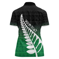 Green Silver Fern Spirit Taniko Tukutuku Personalised Women Polo Shirt LT9 - Polynesian Pride
