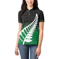 Green Silver Fern Spirit Taniko Tukutuku Personalised Women Polo Shirt LT9 - Polynesian Pride