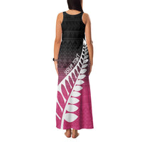 Pink Silver Fern Spirit Taniko Tukutuku Personalised Family Matching Tank Maxi Dress and Hawaiian Shirt LT9 - Polynesian Pride