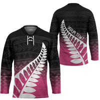 Pink Silver Fern Spirit Taniko Tukutuku Personalised Hockey Jersey - Polynesian Pride