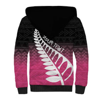 Pink Silver Fern Spirit Taniko Tukutuku Personalised Sherpa Hoodie LT9 - Polynesian Pride
