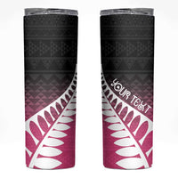 Pink Silver Fern Spirit Taniko Tukutuku Personalised Skinny Tumbler LT9 Pink - Polynesian Pride