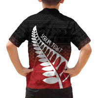 Red Silver Fern Spirit Taniko Tukutuku Personalised Family Matching Summer Maxi Dress and Hawaiian Shirt LT9 - Polynesian Pride