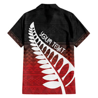 Red Silver Fern Spirit Taniko Tukutuku Personalised Family Matching Tank Maxi Dress and Hawaiian Shirt LT9 - Polynesian Pride