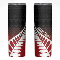 Red Silver Fern Spirit Taniko Tukutuku Personalised Skinny Tumbler LT9 Red - Polynesian Pride