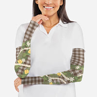 Aloha Puakenikeni Anthurium Pikake Lei Arm Sleeves Chocolate Hawaiian Palaka Pattern