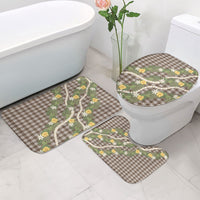 Aloha Puakenikeni Anthurium Pikake Lei Bathroom Set Chocolate Hawaiian Palaka Pattern