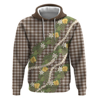 Aloha Puakenikeni Anthurium Pikake Lei Hoodie Chocolate Hawaiian Palaka Pattern