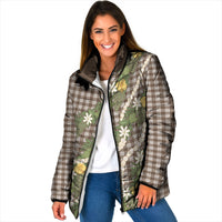 Aloha Puakenikeni Anthurium Pikake Lei Padded Jacket Chocolate Hawaiian Palaka Pattern