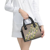 Aloha Puakenikeni Anthurium Pikake Lei Shoulder Handbag Chocolate Hawaiian Palaka Pattern