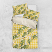 Aloha Puakenikeni Anthurium Pikake Lei Bedding Set Gold Hawaiian Palaka Pattern