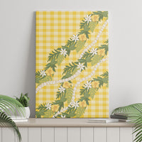 Aloha Puakenikeni Anthurium Pikake Lei Canvas Wall Art Gold Hawaiian Palaka Pattern
