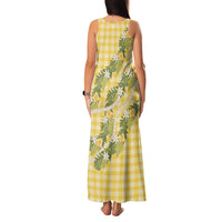 Aloha Puakenikeni Anthurium Pikake Lei Family Matching Tank Maxi Dress and Hawaiian Shirt Gold Hawaiian Palaka Pattern LT9 - Polynesian Pride