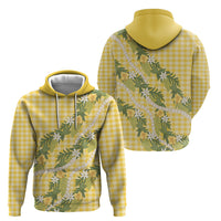 Aloha Puakenikeni Anthurium Pikake Lei Hoodie Gold Hawaiian Palaka Pattern