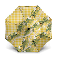 Aloha Puakenikeni Anthurium Pikake Lei Umbrella Gold Hawaiian Palaka Pattern