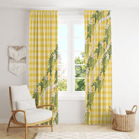 Aloha Puakenikeni Anthurium Pikake Lei Window Curtain Gold Hawaiian Palaka Pattern