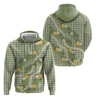 Aloha Puakenikeni Anthurium Pikake Lei Hoodie Green Hawaiian Palaka Pattern